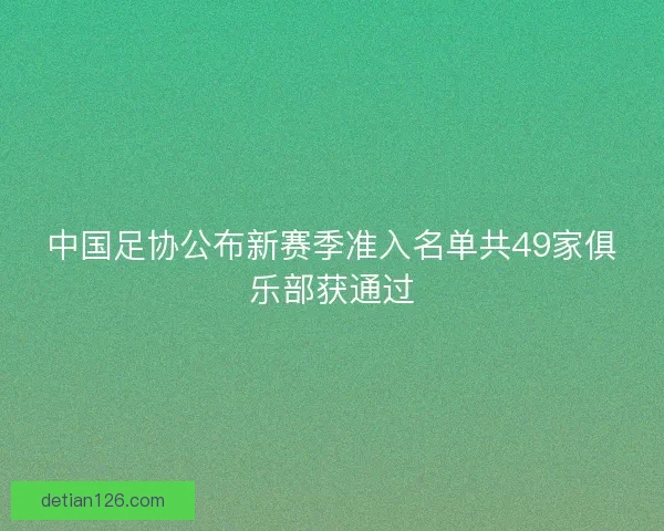 中国足协公布新赛季准入名单共49家俱乐部获通过